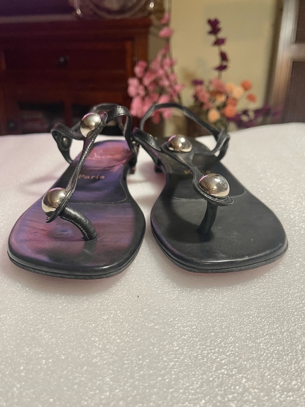 Christian Louboutin calfskin Jurassic nappa planet ball thong sandals - Picture 4 of 15